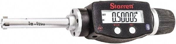 Starrett - 3/8" to 1/2", IP67, Carbide Face Electronic Inside Micrometer - 0.00005" Resolution, 0.00015" Accuracy, 2-1/4" Gage Depth - Benchmark Tooling