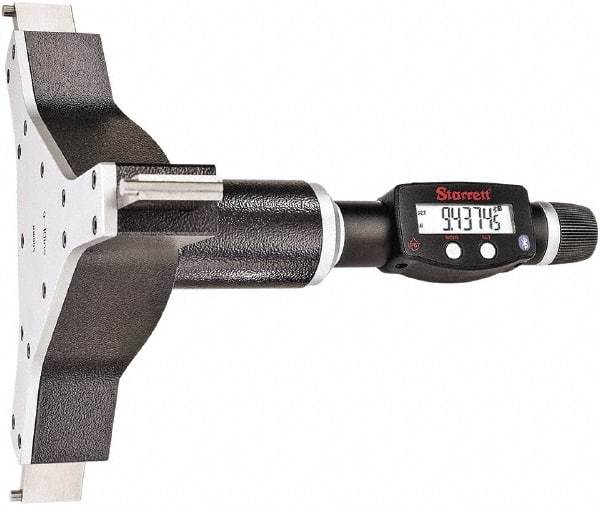 Starrett - 9" to 10", IP67, Carbide Face Electronic Inside Micrometer - 0.00005" Resolution, 0.0003" Accuracy, 4-5/8" Gage Depth - Benchmark Tooling