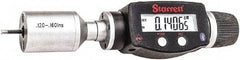 Starrett - 0.12" to 0.16", IP67, Carbide Face Electronic Inside Micrometer - 0.00005" Resolution, 0.00015" Accuracy, 15/32" Gage Depth - Benchmark Tooling