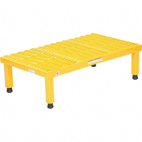 Vestil - 9" High x 19" Wide x 36" Deep, Yellow Step Stand - Steel, 500 Lb Capacity - Benchmark Tooling