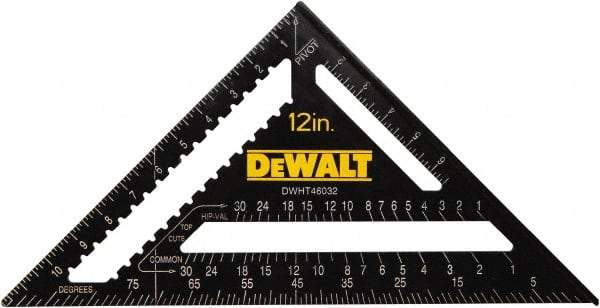 DeWALT - 12" Blade Length x 12" Base Length, Aluminum Rafter Square - 1/8" Graduation, 10.1" Base Width - Benchmark Tooling