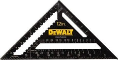 DeWALT - 12" Blade Length x 12" Base Length, Aluminum Rafter Square - 1/8" Graduation, 10.1" Base Width - Benchmark Tooling