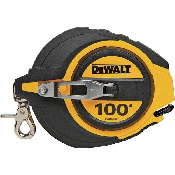 DeWALT - 100' x 3/8" Tape Measure - 1/8" Graduation, Inch Graduation Style - Benchmark Tooling