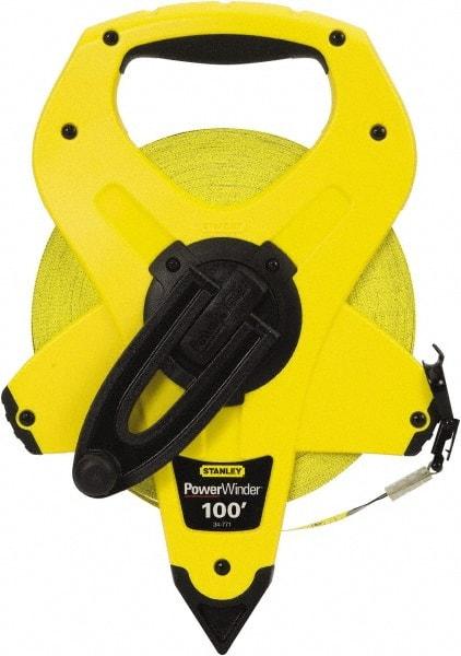 Stanley - 100' x 1/2" Tape Measure - 1/16" Graduation, Inch & Metric Graduation Style - Benchmark Tooling