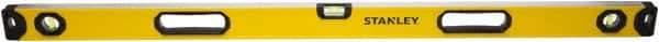 Stanley - 48" Long 3 Vial Box Beam Level - Aluminum, Yellow, 1 Level & 2 Plumb Vials - Benchmark Tooling