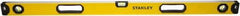 Stanley - 48" Long 3 Vial Box Beam Level - Aluminum, Yellow, 1 Level & 2 Plumb Vials - Benchmark Tooling