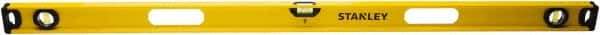 Stanley - Magnetic 48" Long 3 Vial I-Beam Level - Aluminum, Yellow, 1 Level & 2 Plumb Vials - Benchmark Tooling