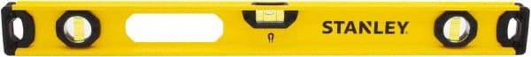 Stanley - Magnetic 24" Long 3 Vial I-Beam Level - Aluminum, Yellow, 1 Level & 2 Plumb Vials - Benchmark Tooling