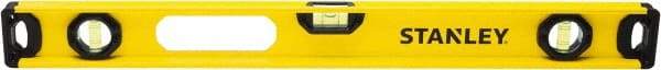 Stanley - 24" Long 3 Vial I-Beam Level - Aluminum, Yellow, 1 Level & 2 Plumb Vials - Benchmark Tooling