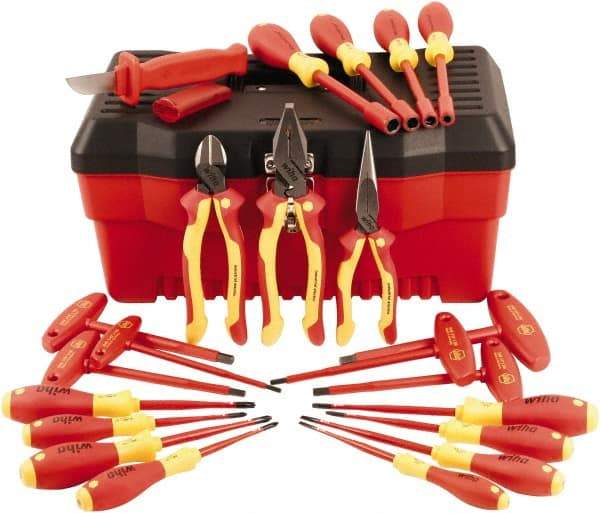 Wiha - 22 Piece Insulated Pliers, Slim Screwdrivers, Nut Driver & T-Handle Hand Tool Set - Comes in Box - Benchmark Tooling