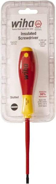 Wiha - 4.5mm Blade Width, Standard Slotted Screwdriver - 100mm Blade Length, Solid/Hex Shank - Benchmark Tooling