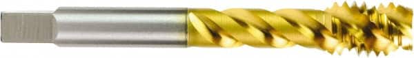 OSG - 5/16-18 UNC, 3 Flute, 15° Helix, Semi-Bottoming Chamfer, V Finish, Powdered Metal Spiral Flute STI Tap - Right Hand Flute, 2-15/16" OAL, 0.381" Shank Diam, 1-1/4" Thread Length, Series 315 - Exact Industrial Supply