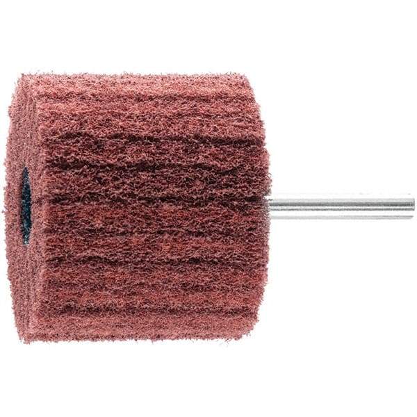 PFERD - 2-3/8" Diam x 2" Face Width, Aluminum Oxide Nonwoven Mounted Flap Wheel - 1/4" Shank Mount, 180 Grit, 10,000 Max RPM - Benchmark Tooling