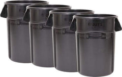 Rubbermaid - 55 Gal Gray Round Trash Can - Polyethylene, None Graphic, 33.2" High, Lid Not Included - Benchmark Tooling