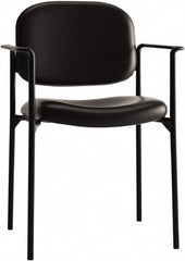 Basyx - Leather Black Stacking Chair - Black Frame, 23-1/4" Wide x 21" Deep x 32-3/4" High - Benchmark Tooling