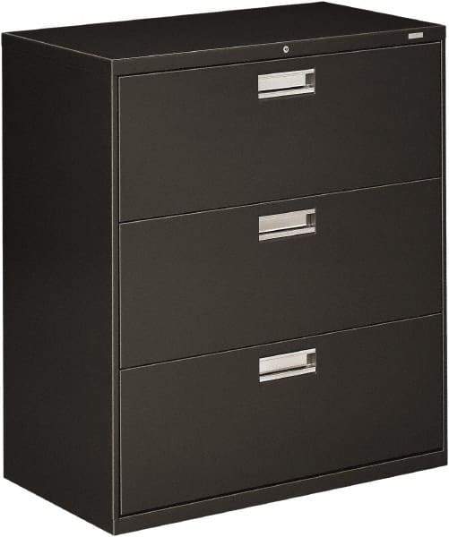 Hon - 36" Wide x 40.88" High x 19-1/4" Deep, 3 Drawer Lateral File - Steel, Charcoal - Benchmark Tooling