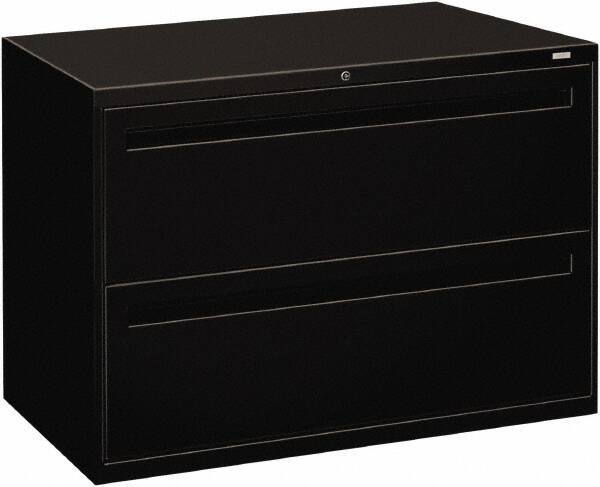 Hon - 42" Wide x 28.38" High x 19-1/4" Deep, 2 Drawer Lateral File - Steel, Black - Benchmark Tooling