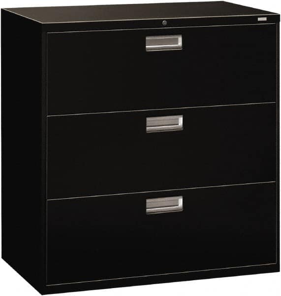 Hon - 42" Wide x 40.88" High x 19-1/4" Deep, 3 Drawer Lateral File - Steel, Black - Benchmark Tooling