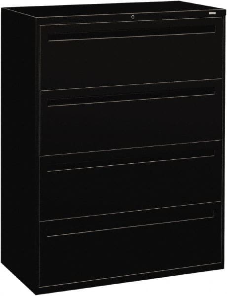 Hon - 42" Wide x 53-1/4" High x 19-1/4" Deep, 4 Drawer Lateral File - Steel, Black - Benchmark Tooling