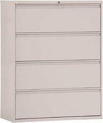 ALERA - 42" Wide x 53-1/4" High x 19-1/4" Deep, 4 Drawer Lateral File - Steel, Light Gray - Benchmark Tooling