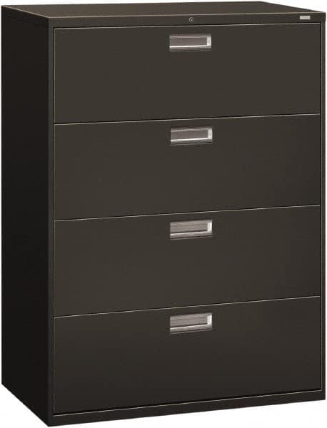 Hon - 42" Wide x 53-1/4" High x 19-1/4" Deep, 4 Drawer Lateral File - Steel, Charcoal - Benchmark Tooling