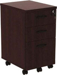 ALERA - 15.88" Wide x 28.38" High x 20-1/2" Deep, 3 Drawer Pedestal - Woodgrain Laminate, Mahogany - Benchmark Tooling