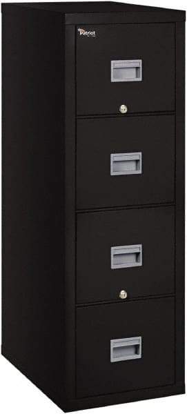 FireKing - 17-3/4" Wide x 52-3/4" High x 25" Deep, 4 Drawer Pedestal - Steel, Black - Benchmark Tooling