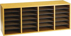 Safco - 39-1/4" Wide x 16-1/4" High x 11-3/4" Deep Laminated Compressed Wood Document Organizer - 24 Compartments, Medium Oak, 9" Wide x 2-1/4" High x 11-1/2" Deep Compartment - Benchmark Tooling