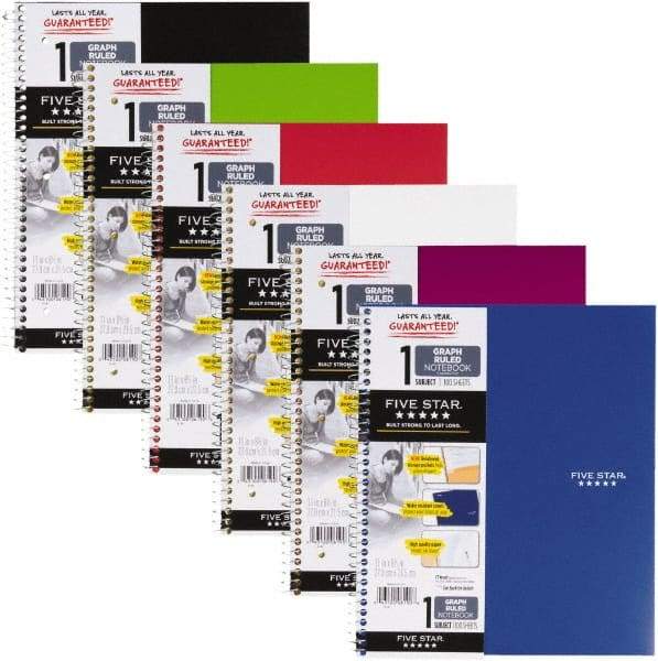 Five Star - 100 Sheet, 6 x 6", Quadrille Wire Bound Notebook - Assorted Colors - Benchmark Tooling