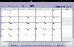 Brownline - 12 Sheet, 6-7/8 x 8-3/4", Desk Pad Calendar - Blue, White & Green - Benchmark Tooling