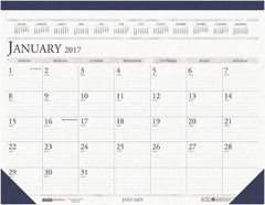 House of Doolittle - 12 Sheet, 8-1/2 x 11", Desk Pad Calendar - White & Blue - Benchmark Tooling