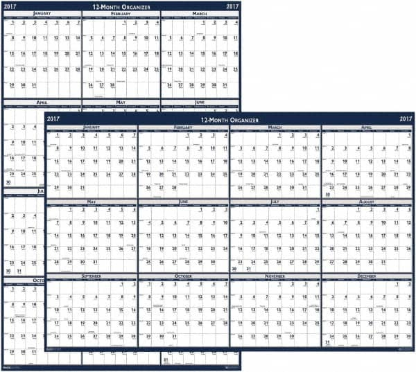 House of Doolittle - 1 Sheet, 48 x 32", Erasable Wall Planner - Blue & Gray - Benchmark Tooling