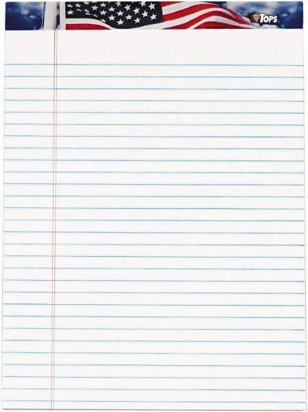 TOPS - 50 Sheet, 8-1/2 x 11", Legal/Wide (Style) Writing Pad - Red, White & Blue - Benchmark Tooling