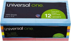 Universal One - 100 Sheet, 4-1/8 x 6-3/4", Plain Self-Stick Notes - Assorted Colors - Benchmark Tooling