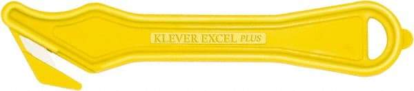 Klever Innovations - Recessed/Hook Blade Safety Cutter - 1-5/8" Carbon Steel Blade, Yellow Nylon Handle, 1 Blade Included - Benchmark Tooling