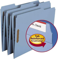 SMEAD - 8-1/2 x 11", Letter Size, Blue, File Folders with Top Tab - 11 Point Stock, Assorted Tab Cut Location - Benchmark Tooling