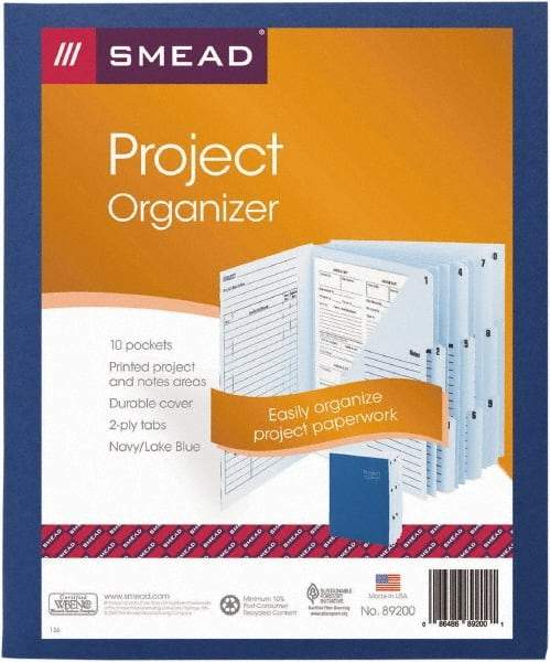 SMEAD - 8-1/2 x 11", Letter Size, Navy Blue, Expansion Folders - 1/3 Tab Cut Location - Benchmark Tooling