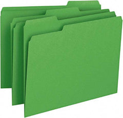 SMEAD - 8-1/2 x 11", Letter Size, Green, File Folders with Top Tab - 11 Point Stock, Assorted Tab Cut Location - Benchmark Tooling