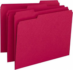 SMEAD - 8-1/2 x 11", Letter Size, Red, File Folders with Top Tab - 11 Point Stock, Assorted Tab Cut Location - Benchmark Tooling