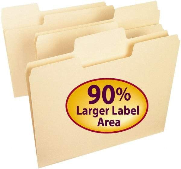 SMEAD - 8-1/2 x 11", Letter Size, Manila, File Folders with Top Tab - 11 Point Stock, Assorted Tab Cut Location - Benchmark Tooling