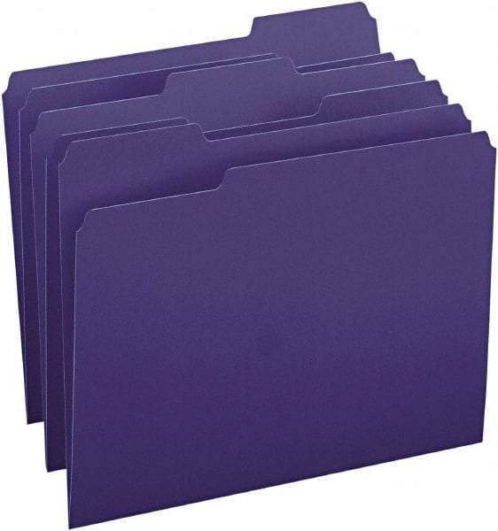 SMEAD - 8-1/2 x 11", Letter Size, Navy Blue, File Folders with Top Tab - 11 Point Stock, Assorted Tab Cut Location - Benchmark Tooling