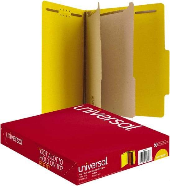 UNIVERSAL - 8-1/2 x 11", Letter Size, Yellow, Classification Folders with Top Tab Fastener - 25 Point Stock, Right of Center Tab Cut Location - Benchmark Tooling