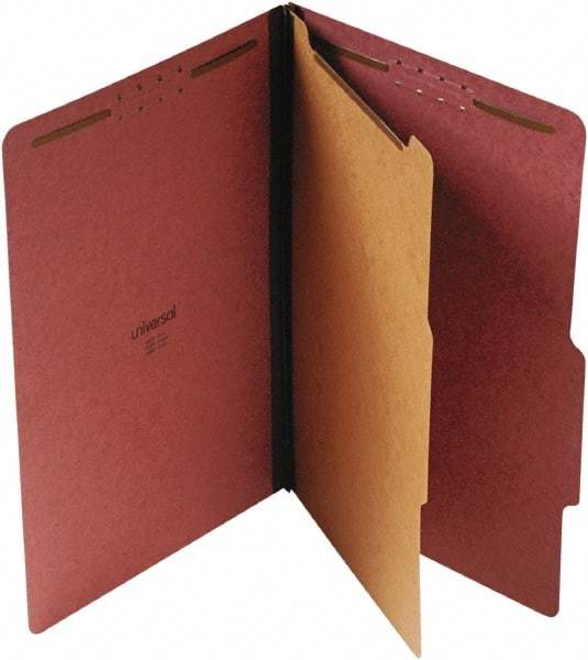 UNIVERSAL - 9-1/2 x 14-1/2", Legal, Red, Classification Folders with Top Tab Fastener - 25 Point Stock, Right of Center Tab Cut Location - Benchmark Tooling