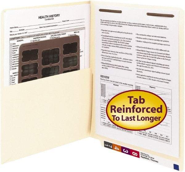 SMEAD - 8-1/2 x 11", Letter Size, Manila, File Folders with End Tab - 11 Point Stock, Straight Tab Cut Location - Benchmark Tooling