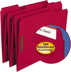 SMEAD - 8-1/2 x 11", Letter Size, Red, File Folders with Top Tab - 11 Point Stock, Assorted Tab Cut Location - Benchmark Tooling