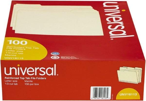 UNIVERSAL - 8-1/2 x 11", Letter Size, Manila, File Folders with Top Tab - 11 Point Stock, Assorted Tab Cut Location - Benchmark Tooling