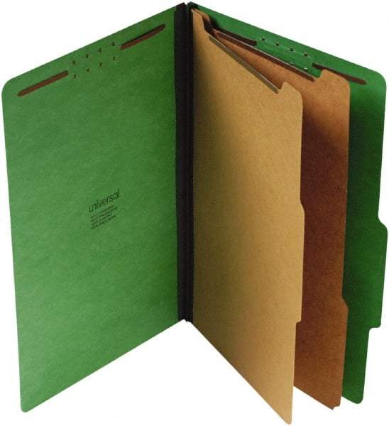 UNIVERSAL - 9-1/2 x 14-1/2", Legal, Emerald Green, Classification Folders with Top Tab Fastener - 25 Point Stock, Right of Center Tab Cut Location - Benchmark Tooling