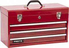 Proto - 1 Compartment 3 Drawer Tool Box - 20-3/16" Wide x 8-3/4" Deep x 11-3/4" High, Steel, Safety Red - Benchmark Tooling