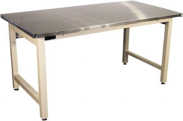 Proline - 72 Wide x 36" Deep x 36" High, Stainless Steel Workbench - Adjustable Height Legs, Light Beige - Benchmark Tooling