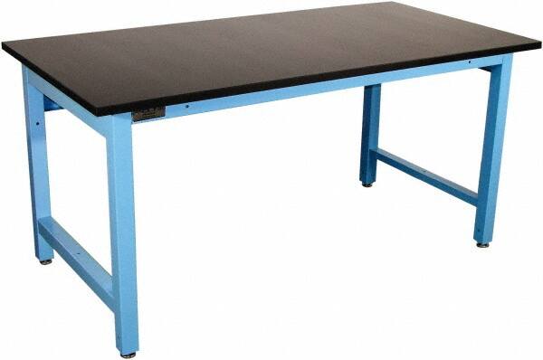 Proline - 72 Wide x 36" Deep x 36" High, Epoxy Resin Workbench - Adjustable Height Legs, Light Blue - Benchmark Tooling